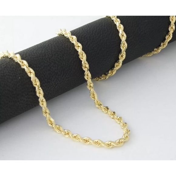 REAL 22” Rope Chain 10K Yellow Gold Necklace New - Picture 3 of 5